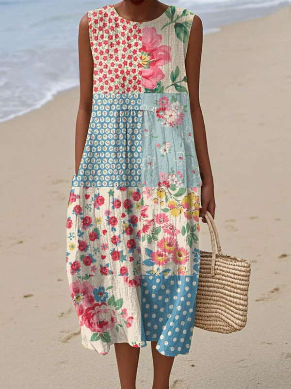 Anna™ Vestito Midi Patchwork
